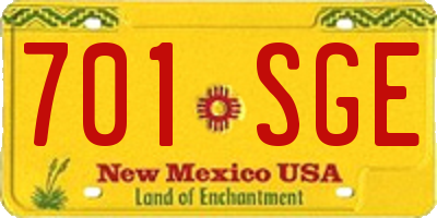 NM license plate 701SGE