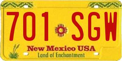 NM license plate 701SGW