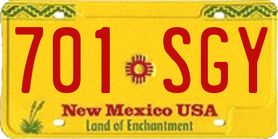 NM license plate 701SGY