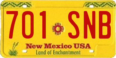 NM license plate 701SNB
