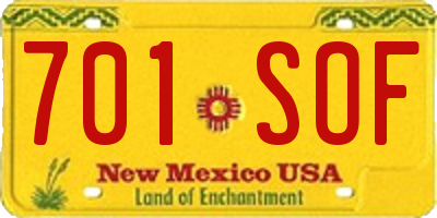 NM license plate 701SOF