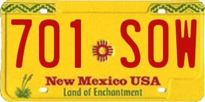 NM license plate 701SOW