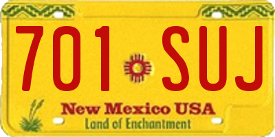 NM license plate 701SUJ