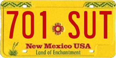 NM license plate 701SUT
