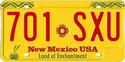 NM license plate 701SXU