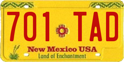 NM license plate 701TAD