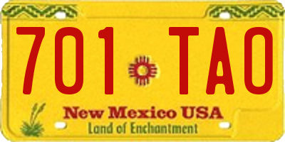 NM license plate 701TAO