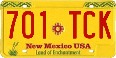 NM license plate 701TCK