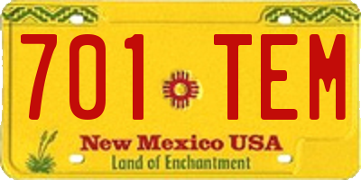 NM license plate 701TEM