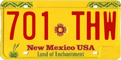 NM license plate 701THW