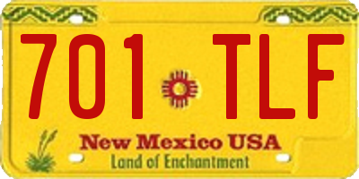 NM license plate 701TLF