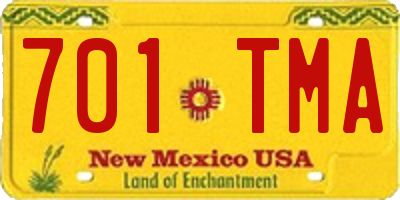 NM license plate 701TMA