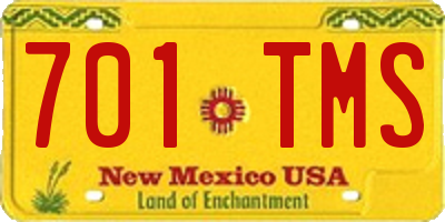 NM license plate 701TMS