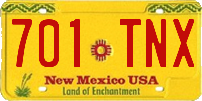 NM license plate 701TNX