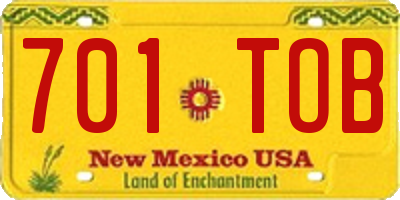 NM license plate 701TOB