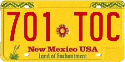 NM license plate 701TOC