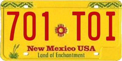 NM license plate 701TOI
