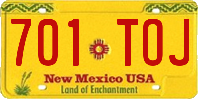 NM license plate 701TOJ