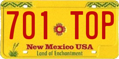 NM license plate 701TOP