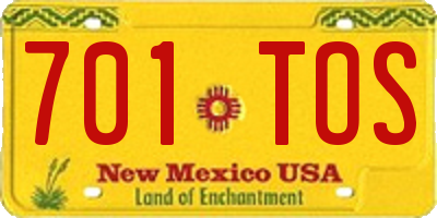 NM license plate 701TOS