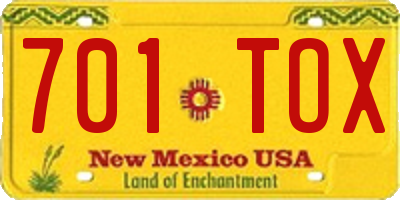NM license plate 701TOX