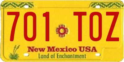 NM license plate 701TOZ