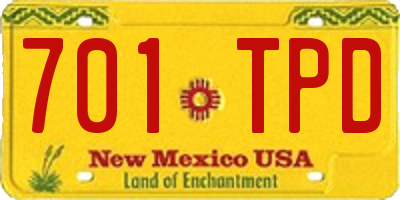 NM license plate 701TPD