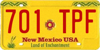 NM license plate 701TPF