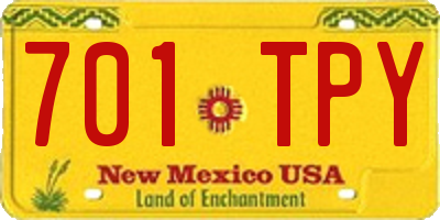 NM license plate 701TPY