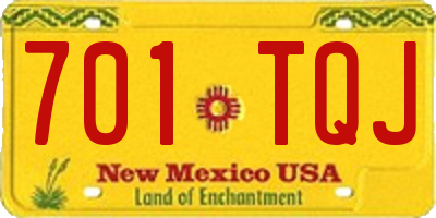NM license plate 701TQJ