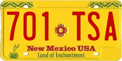 NM license plate 701TSA