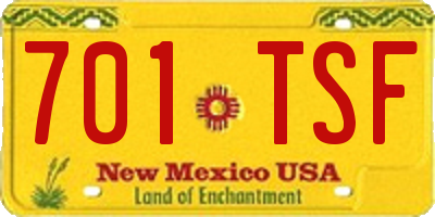 NM license plate 701TSF