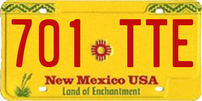 NM license plate 701TTE
