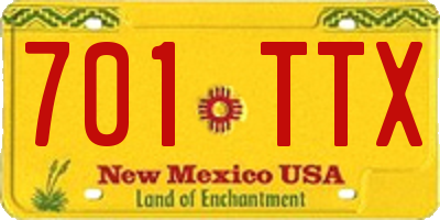 NM license plate 701TTX