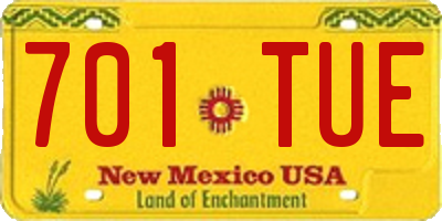 NM license plate 701TUE