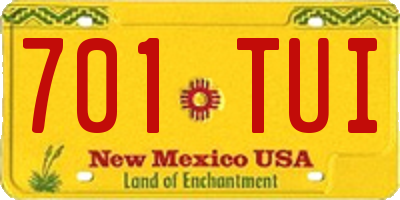 NM license plate 701TUI