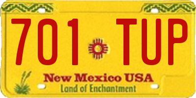 NM license plate 701TUP