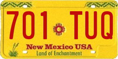 NM license plate 701TUQ