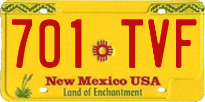 NM license plate 701TVF
