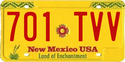NM license plate 701TVV