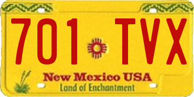NM license plate 701TVX