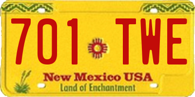 NM license plate 701TWE