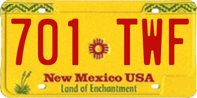 NM license plate 701TWF