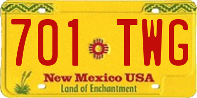 NM license plate 701TWG