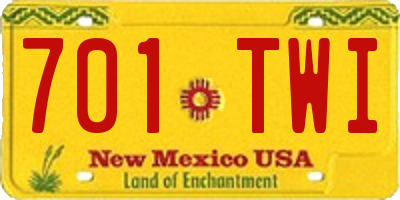 NM license plate 701TWI