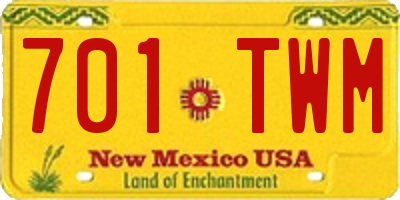 NM license plate 701TWM