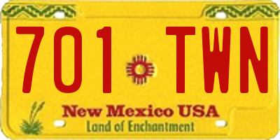 NM license plate 701TWN