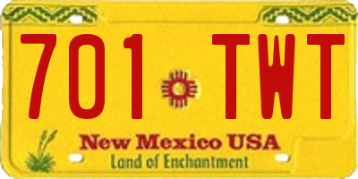 NM license plate 701TWT