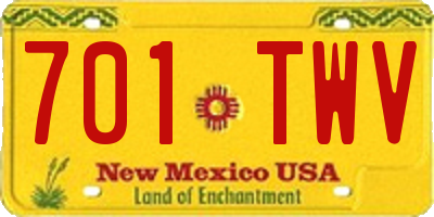 NM license plate 701TWV