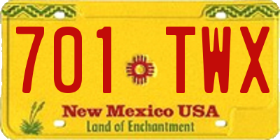 NM license plate 701TWX